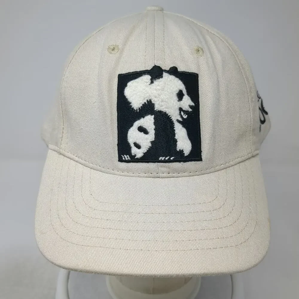 San Diego Zoo Baseball Cap Beige One Size Panda Logo Strapback Hat Adjustable